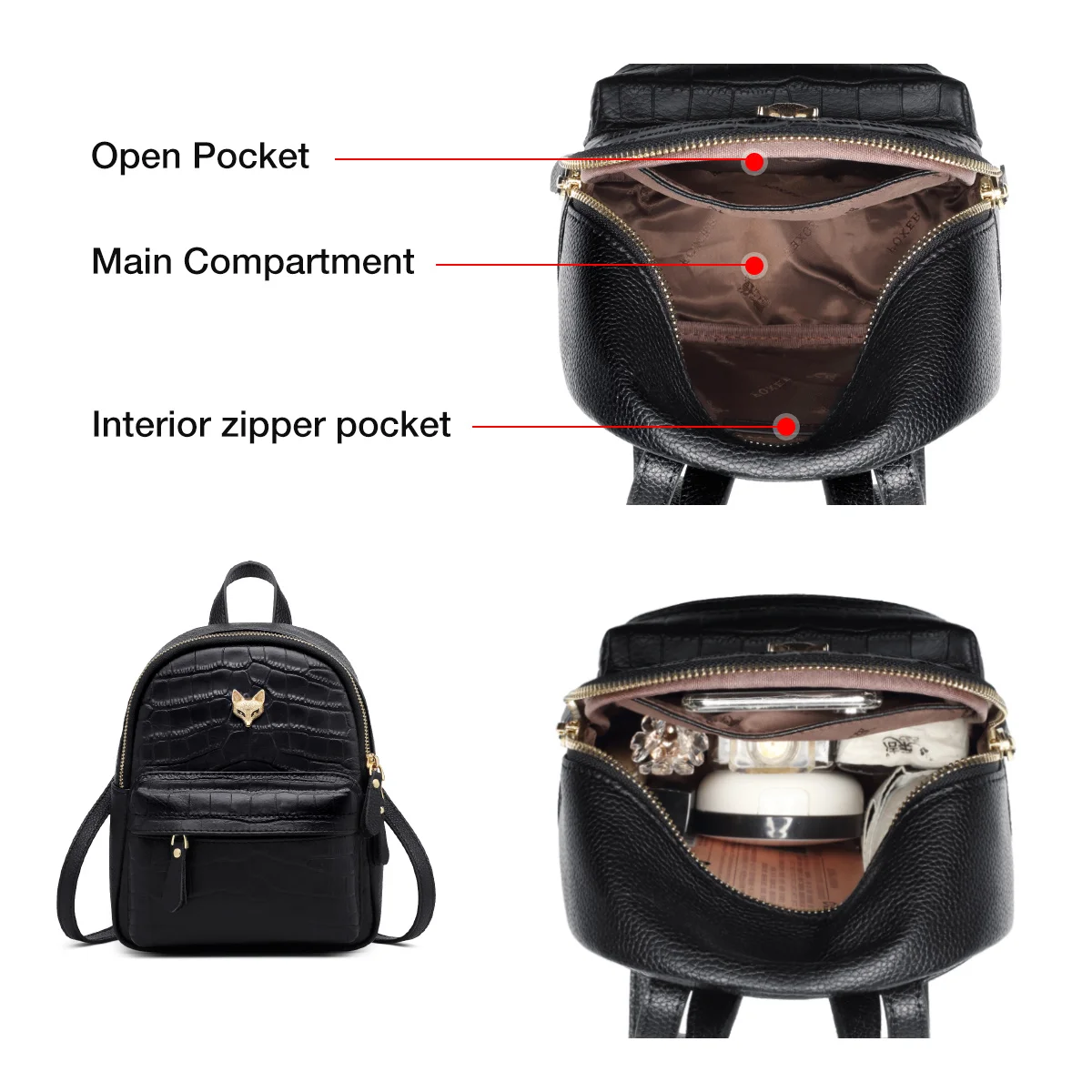 Женский дорожный рюкзак FOXER мягкий винтажный мини из натуральной кожи воловьей