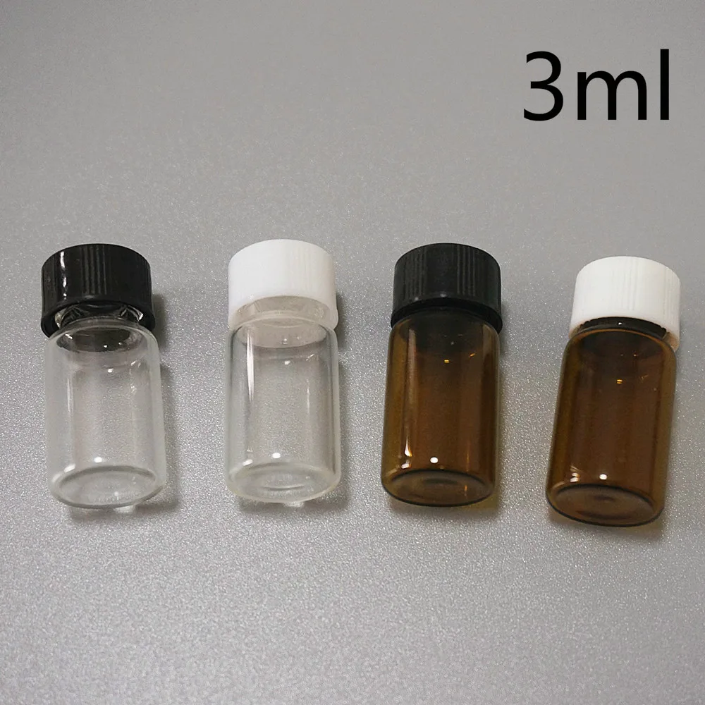 

20pcs 50pcs 100pcs 200pcs 300pcs 3ml (Clear/ brown) Glass Seal Bottle Reagent Sample Vials With Plastic Lid Screw Cap