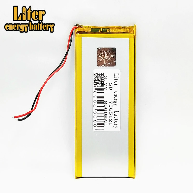 3.7V 8000mAH 7565121 ( polymer lithium ion battery ) Li-ion battery for tablet pc power bank cell phone speaker
3.7V 8000mAH 7565121 ( polymer lithium ion battery ) Li-ion battery for tablet pc power bank cell phone speaker