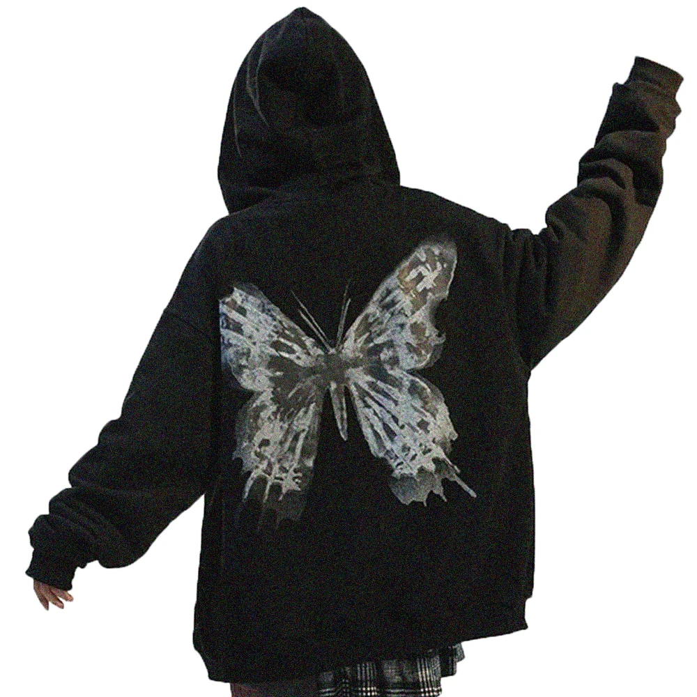 Rhinestone Oversize Zip Up Hoodies Women's Butterfly Wings Black Harajuku Y2k Zipper Hoodie Women Sweatshirt Casual Jacket Coat
Rhinestone Oversize Zip Up Hoodies Women's Butterfly Wings Black Harajuku Y2k Zipper Hoodie Women Sweatshirt Casual Jacket Coat