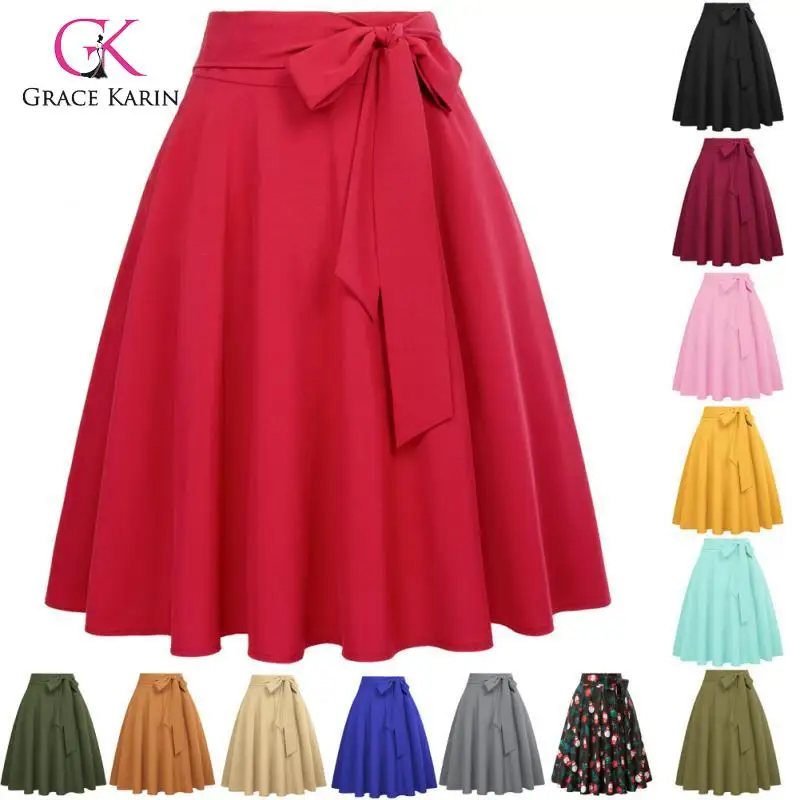 Grace Karin Women High Waist A-Line Skirt With Pocket Vintage Self-Tie Bow-Knot Flared Midi Skirt Solid Color Skater Swing Skirt
Grace Karin Women High Waist A-Line Skirt With Pocket Vintage Self-Tie Bow-Knot Flared Midi Skirt Solid Color Skater Swing Skirt