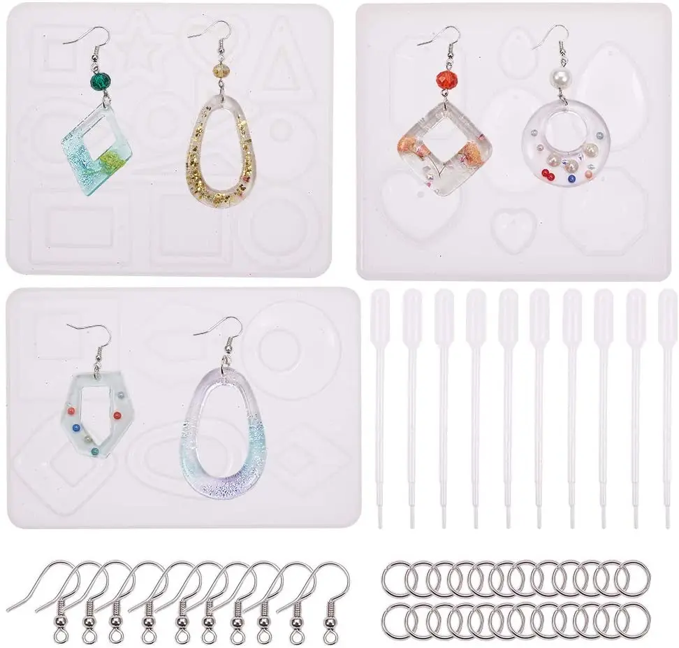 93 pieces of jewelry silicone set contains silicone resin jewelry mold, straw earrings, DIY pendant earrings craft making
93 pieces of jewelry silicone set contains silicone resin jewelry mold, straw earrings, DIY pendant earrings craft making