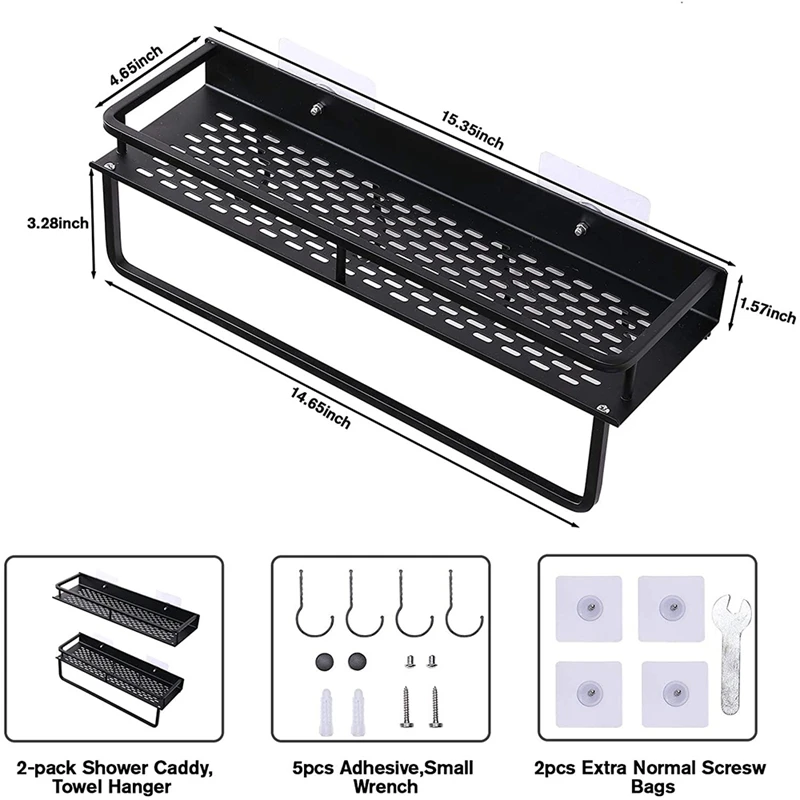 2 Pcs Shower Caddy Basket,Wide Space Shower Shelf,Wall Mounted Storage Organiser with Towel Bar for Bathroom or Kitchen
2 Pcs Shower Caddy Basket,Wide Space Shower Shelf,Wall Mounted Storage Organiser with Towel Bar for Bathroom or Kitchen