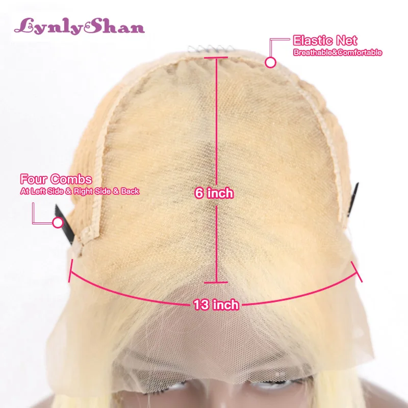 Прямые короткие парики из человеческих волос блонд кружево спереди al Wig Bob 13*6