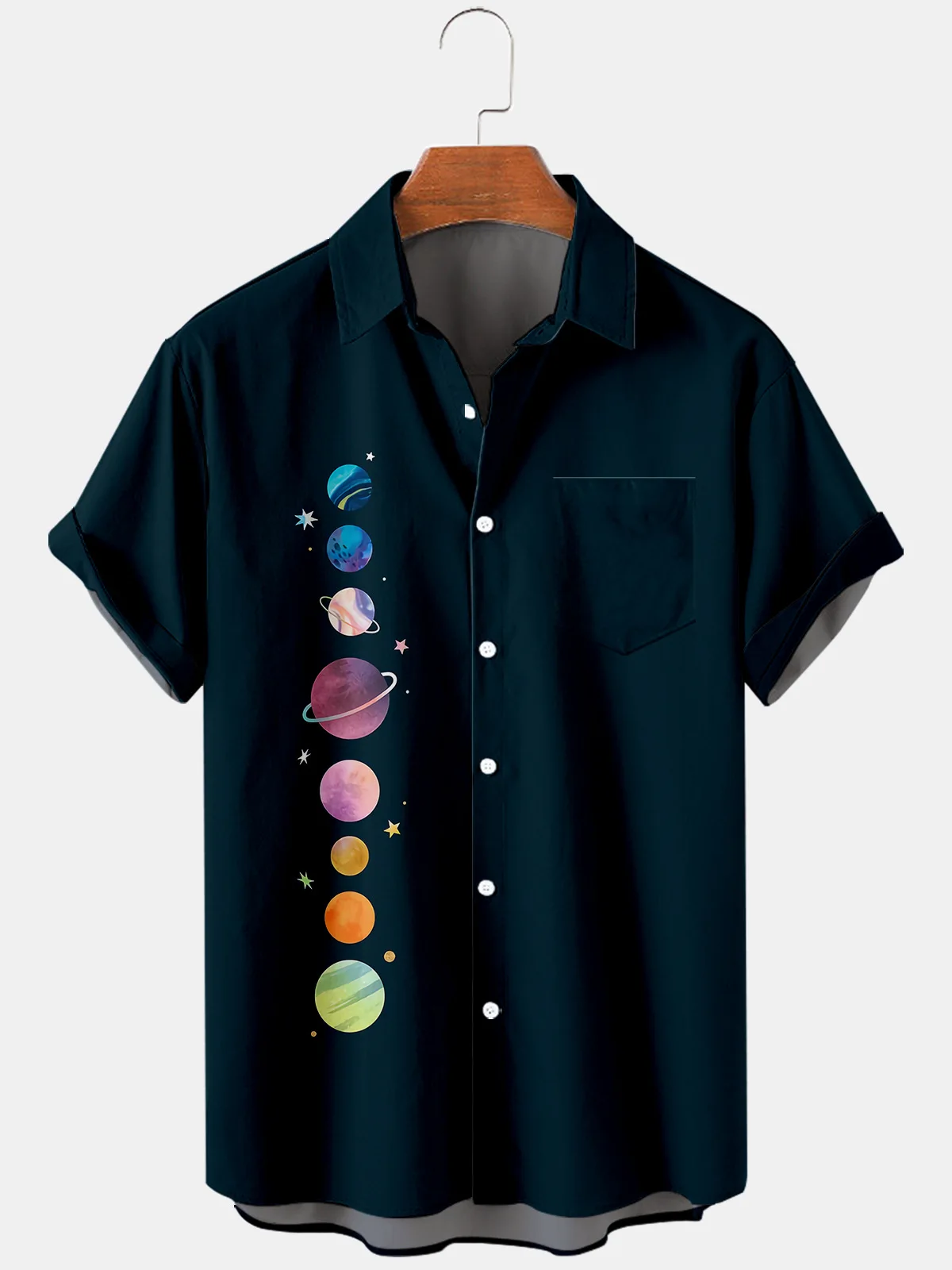 Fashion Mens Hawaiian Short Sleeve Turn-down-collar Shirt Male Casual Space Planet Printed Beach Shirts
Fashion Mens Hawaiian Short Sleeve Turn-down-collar Shirt Male Casual Space Planet Printed Beach Shirts