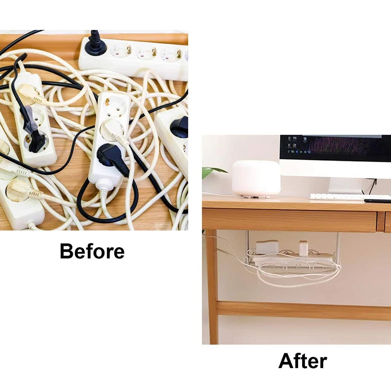 3 Pack Under Desk Cable Management Tray- 12.6 x 6.7 Inches Cable Organizer for Wire Management Sturdy Metal Wire Cable