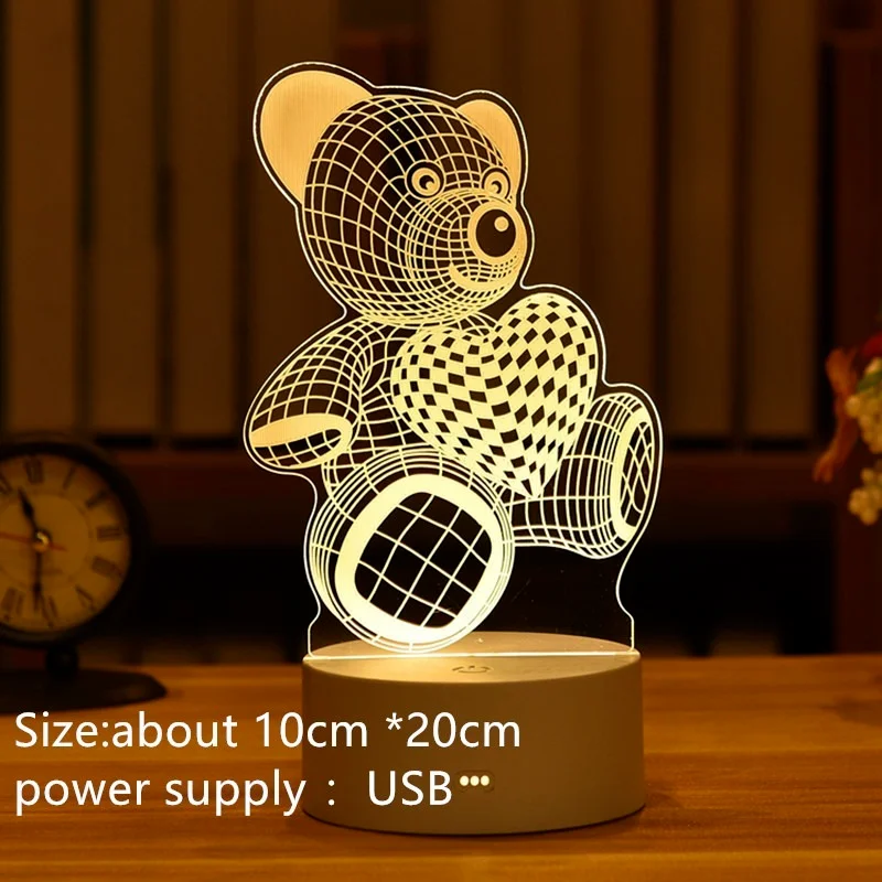 LED Night Lamp New Acrylic Lights 3D Stereo Desk Bedroom Decor Gift Warm White Lamp Holiday Kids Gift for Birthday Festival.
LED Night Lamp New Acrylic Lights 3D Stereo Desk Bedroom Decor Gift Warm White Lamp Holiday Kids Gift for Birthday Festival.