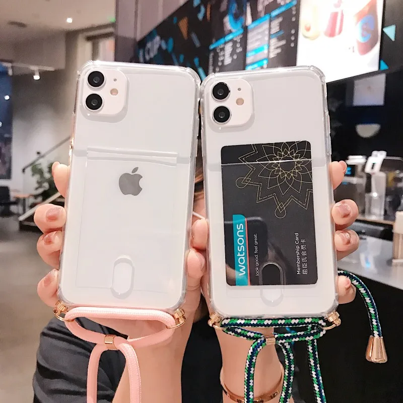 Transparent Case for iPhone 12 11 Pro XS Max XR X 6s 7 8 Plus Crossbody Airbag Card Slot Necklace Cord Lanyard Soft Clear Cover
Transparent Case for iPhone 12 11 Pro XS Max XR X 6s 7 8 Plus Crossbody Airbag Card Slot Necklace Cord Lanyard Soft Clear Cover