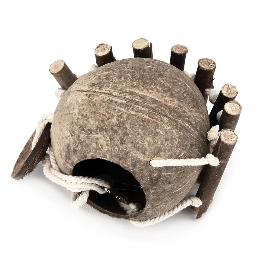 hamster toys Wooden Bird's nest Parrot Coconut Shell Bird Nest Hamster Honey Mongoose Breeding Nest with Climbing Ladder
hamster toys Wooden Bird's nest Parrot Coconut Shell Bird Nest Hamster Honey Mongoose Breeding Nest with Climbing Ladder