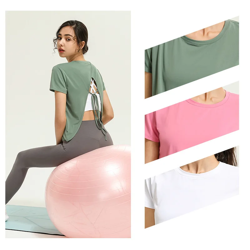 Yoga Shirts Women Short Sleeve Cropped Gym Tops Loose Sexy Fitness Running Workout Sport Belt T-Shirts Quick Dry Sports Wear
Yoga Shirts Women Short Sleeve Cropped Gym Tops Loose Sexy Fitness Running Workout Sport Belt T-Shirts Quick Dry Sports Wear