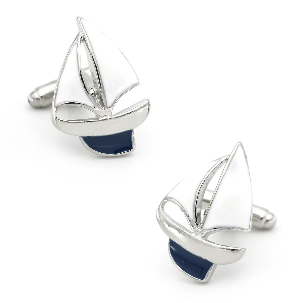 

Surfing Design Sailing Boat Cufflinks Quality Brass Material Blue Color Cuff Links Wholesale&retail