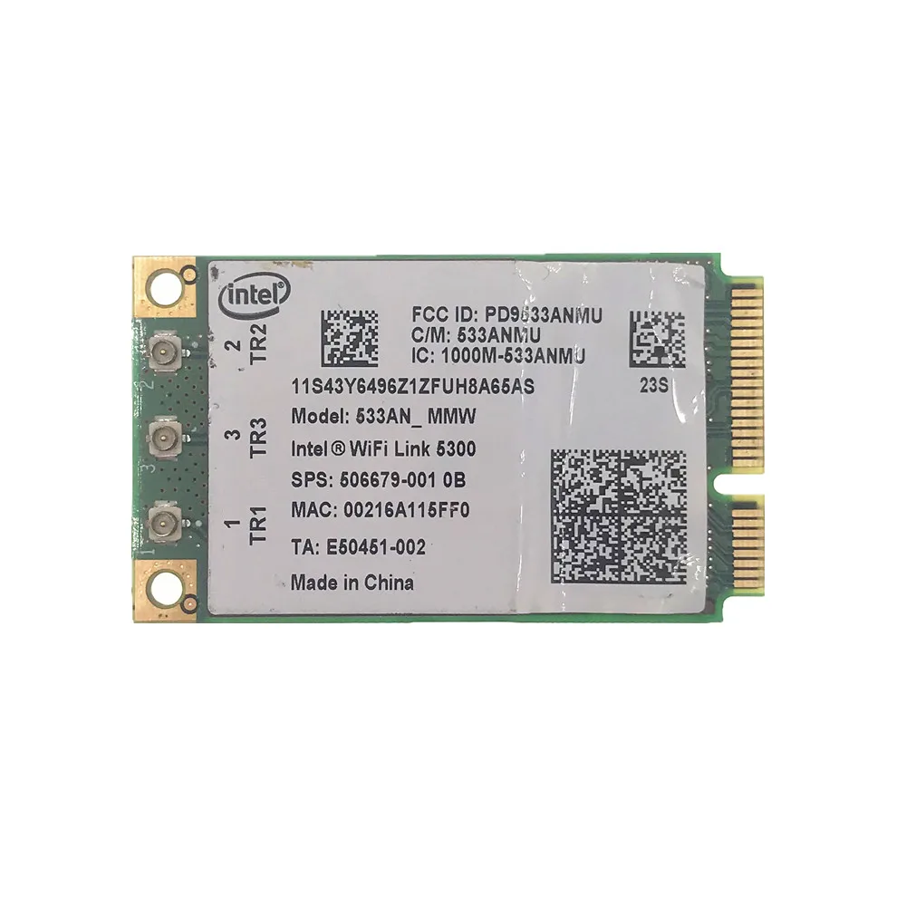 Для Wi-Fi Link Intel 5300 AGN 533an_mw Mini PCI-E беспроводная карта 802.11a/b/g/n 2,4/5,0 ГГц 450 Мбит/с для X200 X200S X300
Для Wi-Fi Link Intel 5300 AGN 533an_mw Mini PCI-E беспроводная карта 802.11a/b/g/n 2,4/5,0 ГГц 450 Мбит/с для X200 X200S X300