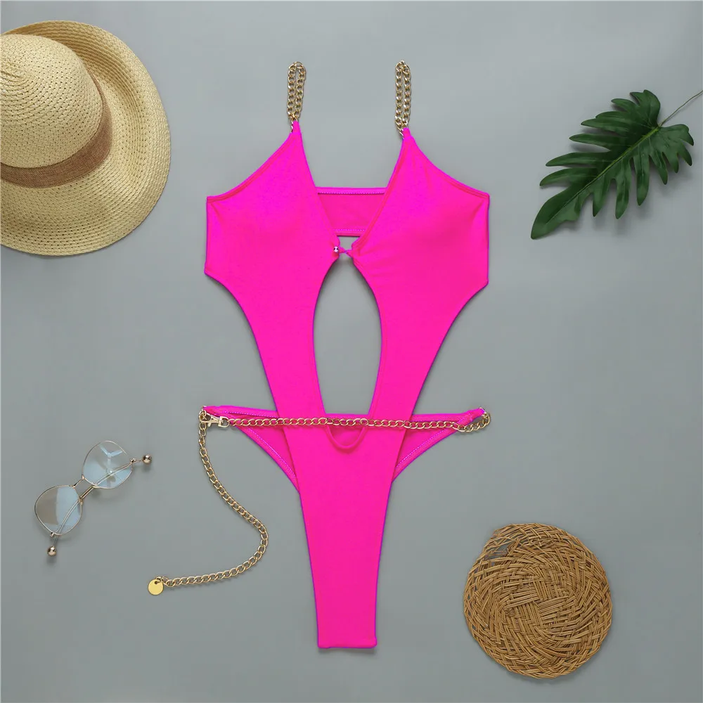 Sexy Chain One Piece Swimsuit Bandage Swimwear Women High Cut Out Monokini Push Up Bikinis Padded Beach Wear Thong Bathing Suit
Sexy Chain One Piece Swimsuit Bandage Swimwear Women High Cut Out Monokini Push Up Bikinis Padded Beach Wear Thong Bathing Suit