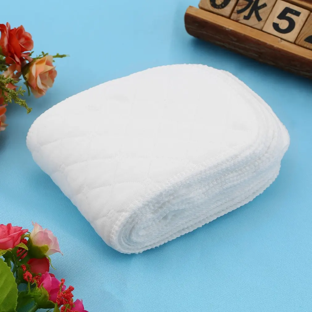 Cotton 10pcs/set Soft Breathable Reusable Pure Baby Cloth Diaper Nappy Liners Insert 3 Layers | Мать и ребенок