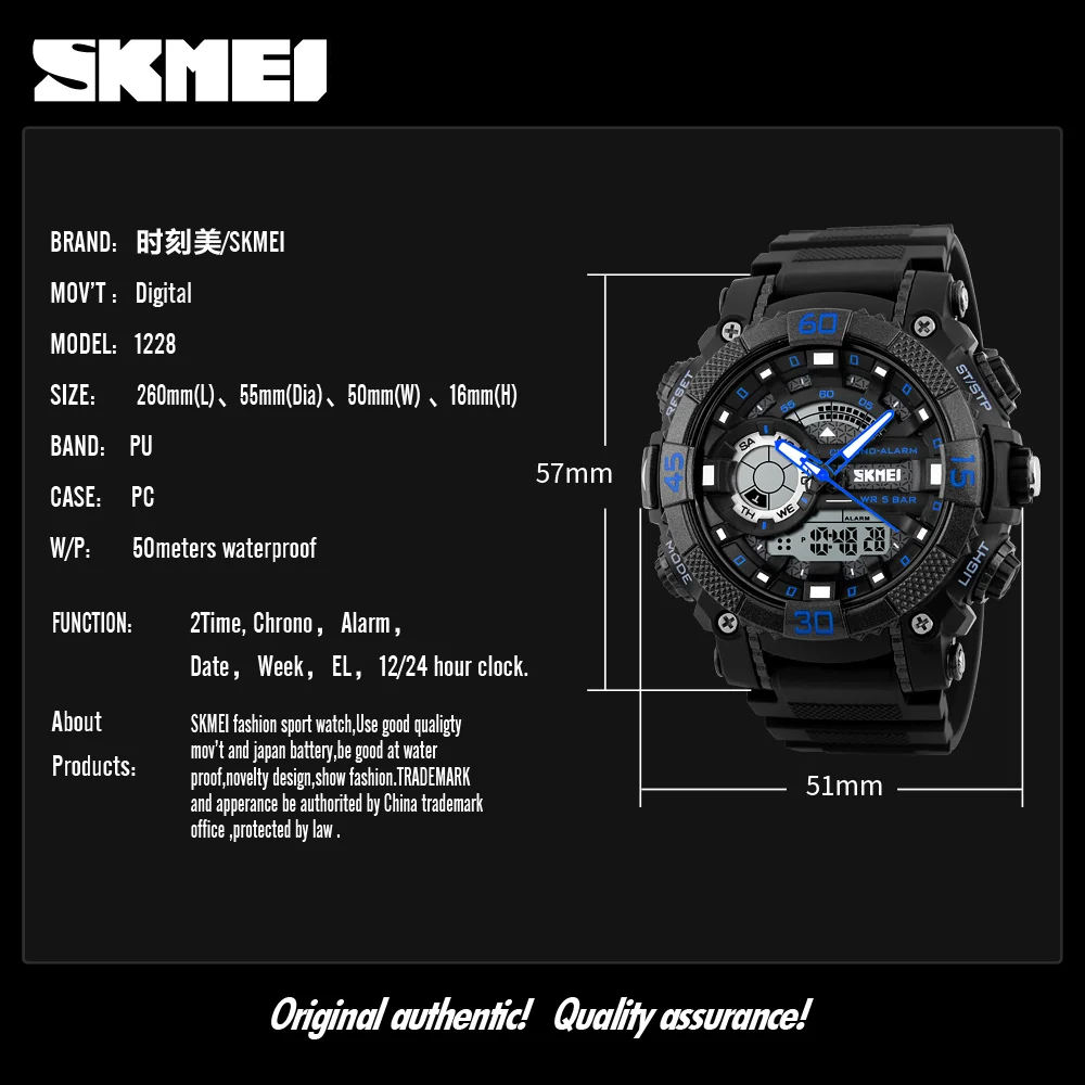 SKMEI Brand Men Sports Watches Dual Display Analog Digital Watches Electronic Quartz Digital Waterproof Wristwatches Masculino
SKMEI Brand Men Sports Watches Dual Display Analog Digital Watches Electronic Quartz Digital Waterproof Wristwatches Masculino