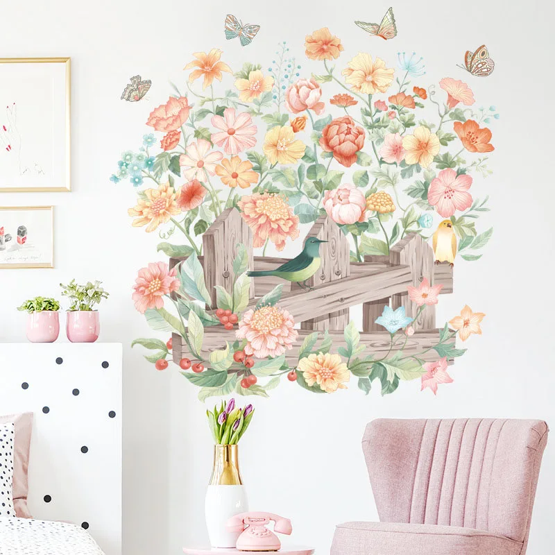 Watercolor flower sticker fence bird self-adhesive painting warm and romantic bedroom background wall door wall sticker
Watercolor flower sticker fence bird self-adhesive painting warm and romantic bedroom background wall door wall sticker