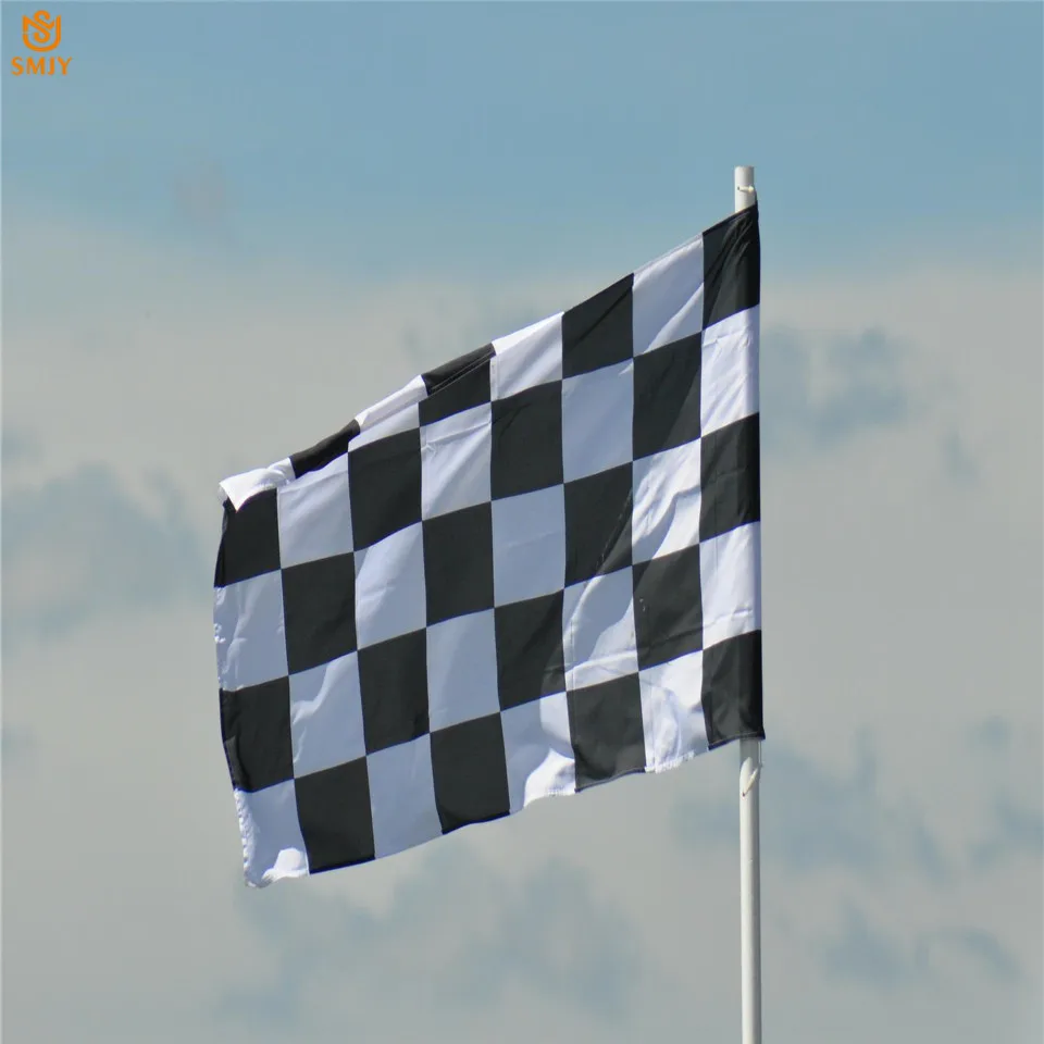 SMJY 90x150 см F1 Гоночный флаг 100% полиэстер классический черный белый в клетку старт