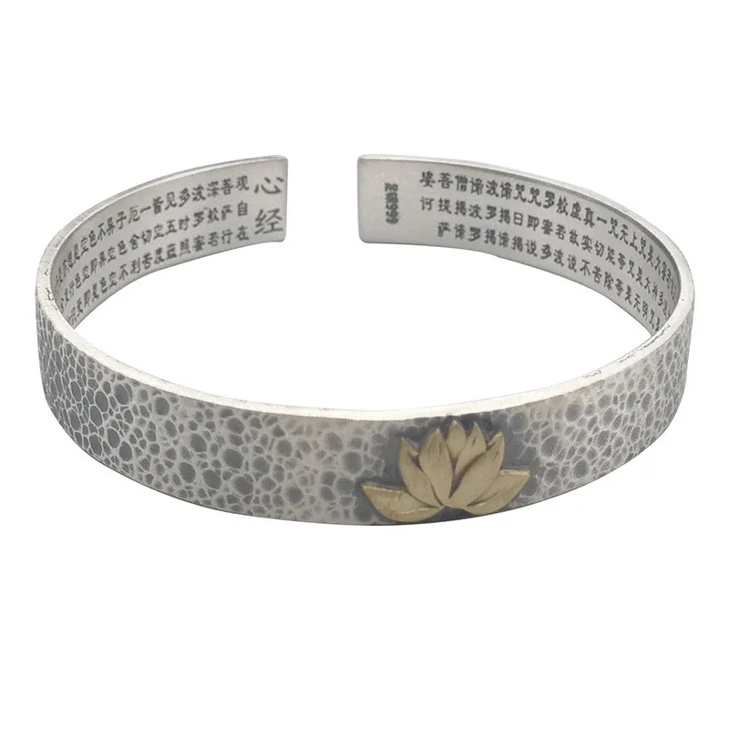 V.YA 990 Pure Silver Lotus Heart Bangles Women Sutra Buddhism Bangles Vintage Female Bracelet Silver Jewelry
V.YA 990 Pure Silver Lotus Heart Bangles Women Sutra Buddhism Bangles Vintage Female Bracelet Silver Jewelry