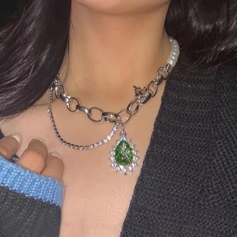 Baroque Green Crystal Pendant Tassel Necklace for Women Europe and America Pearl Chains Choker Necklace Jewelry Gifts 2021 New
Baroque Green Crystal Pendant Tassel Necklace for Women Europe and America Pearl Chains Choker Necklace Jewelry Gifts 2021 New