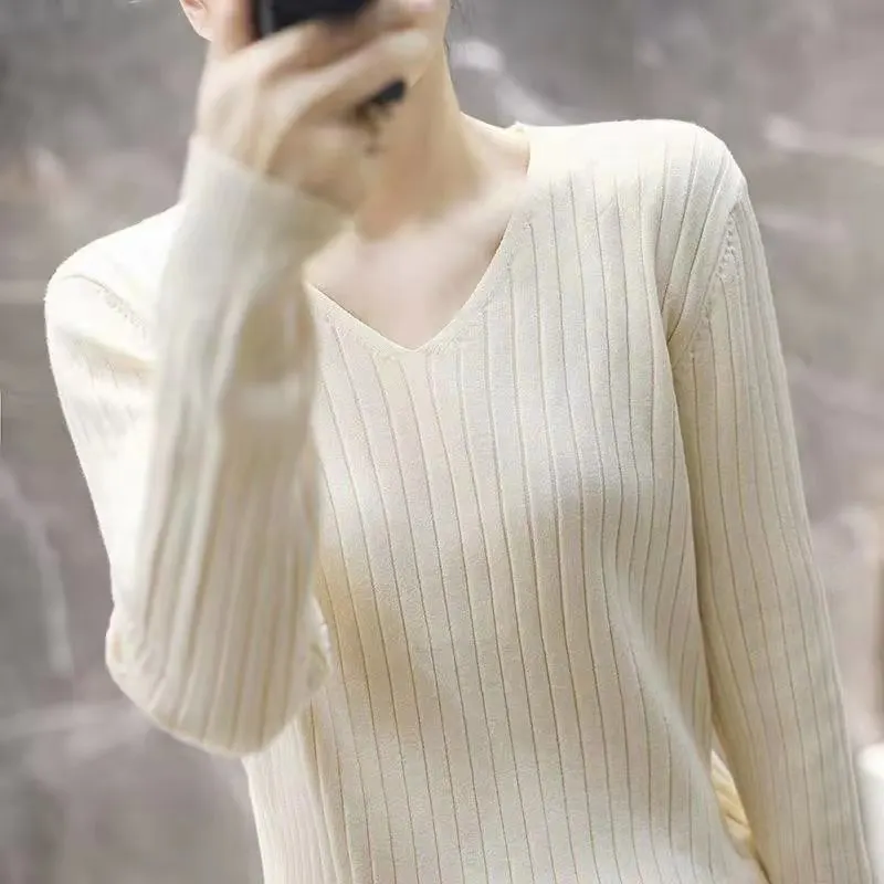 Sweater Knitting 2021 Autumn Winter New V-Neck Long-Sleeve Inside Loose Pieces Tops Best Ms Render Unlined Women More Chice Slim 
Sweater Knitting 2021 Autumn Winter New V-Neck Long-Sleeve Inside Loose Pieces Tops Best Ms Render Unlined Women More Chice Slim