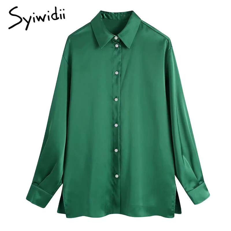 Syiwidii Women Shirts Green Satin Blouses Button Up Spring 2022 New Fashion Turn Down Collar Long Sleeve Elegant Casual Tops
Syiwidii Women Shirts Green Satin Blouses Button Up Spring 2022 New Fashion Turn Down Collar Long Sleeve Elegant Casual Tops