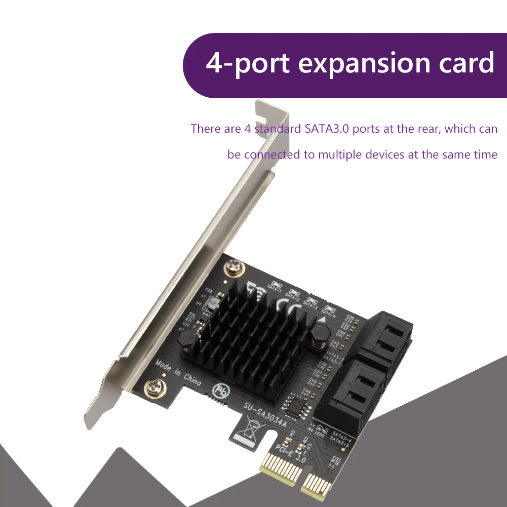 

PCI Express Sata Controller 4 Ports 6Gbps PCI-E to SATA3.0 Expansion Miner Adapter Card SSD IPFS Mining Controller Adapter Card