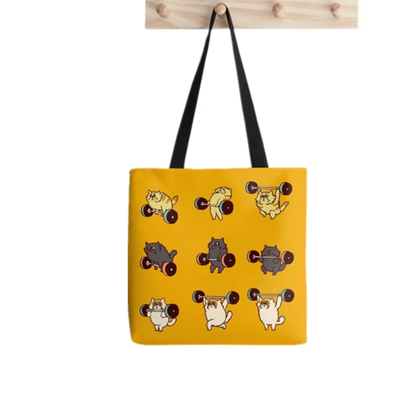 Women Shopper bag Lifting Cat Printed Kawaii Bag Harajuku Shopping Canvas Shopper Bag girl handbag Tote Shoulder Lady Bag
Women Shopper bag Lifting Cat Printed Kawaii Bag Harajuku Shopping Canvas Shopper Bag girl handbag Tote Shoulder Lady Bag