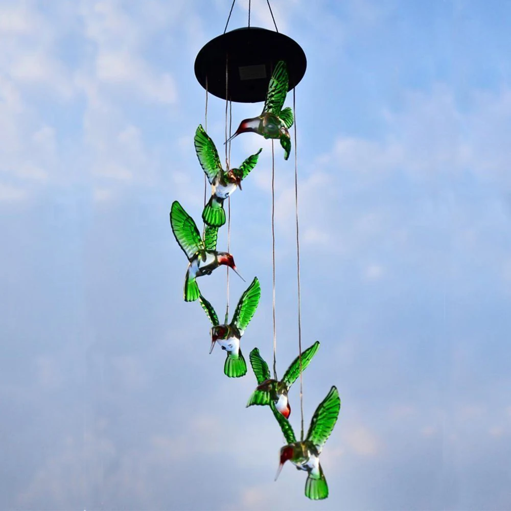 Hummingbird Solar Powered Bird Wind Chimes Outdoor Changing Color LED Bird Spinner Garden Decoration
Hummingbird Solar Powered Bird Wind Chimes Outdoor Changing Color LED Bird Spinner Garden Decoration