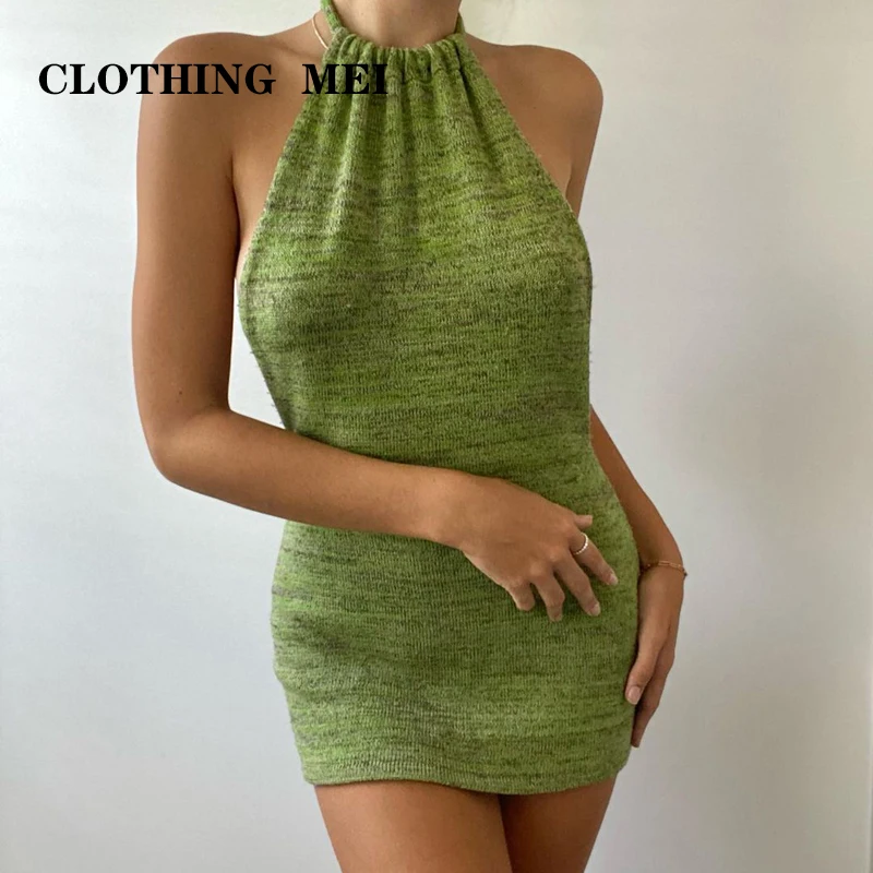 Summer Ladies Sexy Knit Halter Halter Sleeveless Mini Pure Color Dress Off Shoulder Party Knit Slim Slim Tie Bowknot Dress
Summer Ladies Sexy Knit Halter Halter Sleeveless Mini Pure Color Dress Off Shoulder Party Knit Slim Slim Tie Bowknot Dress