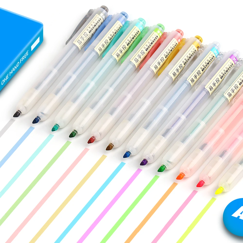 1-Piece Refillable Retractable Highlighters Fluorescent Pen Pastel Highlighter Markers for Highliting Drawing Doodling Coloring
1-Piece Refillable Retractable Highlighters Fluorescent Pen Pastel Highlighter Markers for Highliting Drawing Doodling Coloring