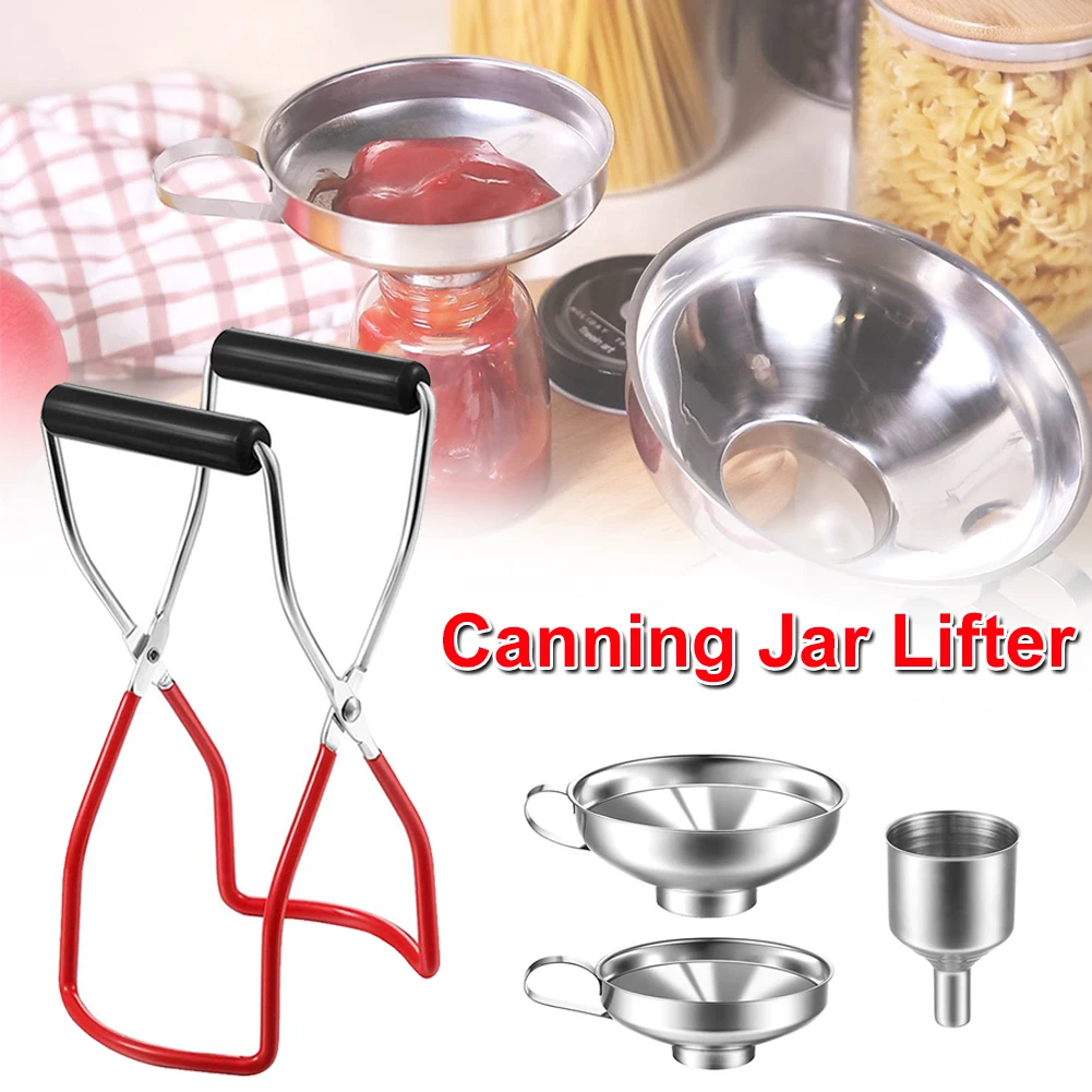 Can Lifting Tongs Set Stainless Steel Funnel Canning Funnel Hoppers Filter Canning Jar Lifter With Grip Glass Lifter Kitchen
Can Lifting Tongs Set Stainless Steel Funnel Canning Funnel Hoppers Filter Canning Jar Lifter With Grip Glass Lifter Kitchen