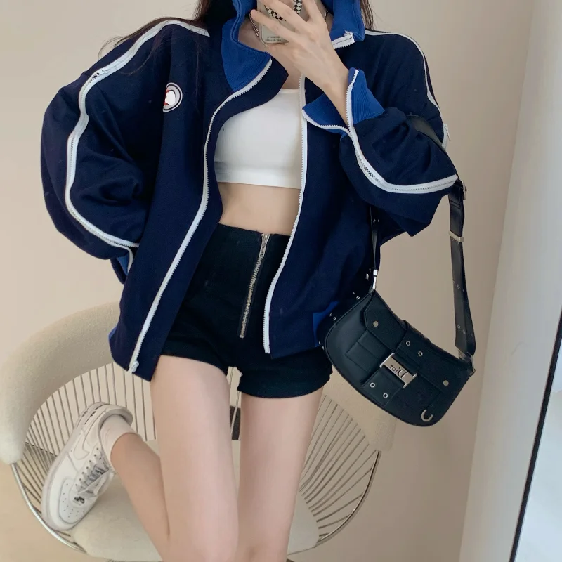 2021 Autumn New Letter Zipper Jacket Women Korean Version Loose Color Contrast Coat Sports Baseball Uniform Woman Jackets Ins
2021 Autumn New Letter Zipper Jacket Women Korean Version Loose Color Contrast Coat Sports Baseball Uniform Woman Jackets Ins