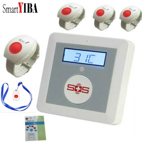 

SmartYIBA Senior Elderly Healthcare Panel Wireless GSM SMS Alarm System Emergency SOS Neck Wrist Panic Button APP Remote Control