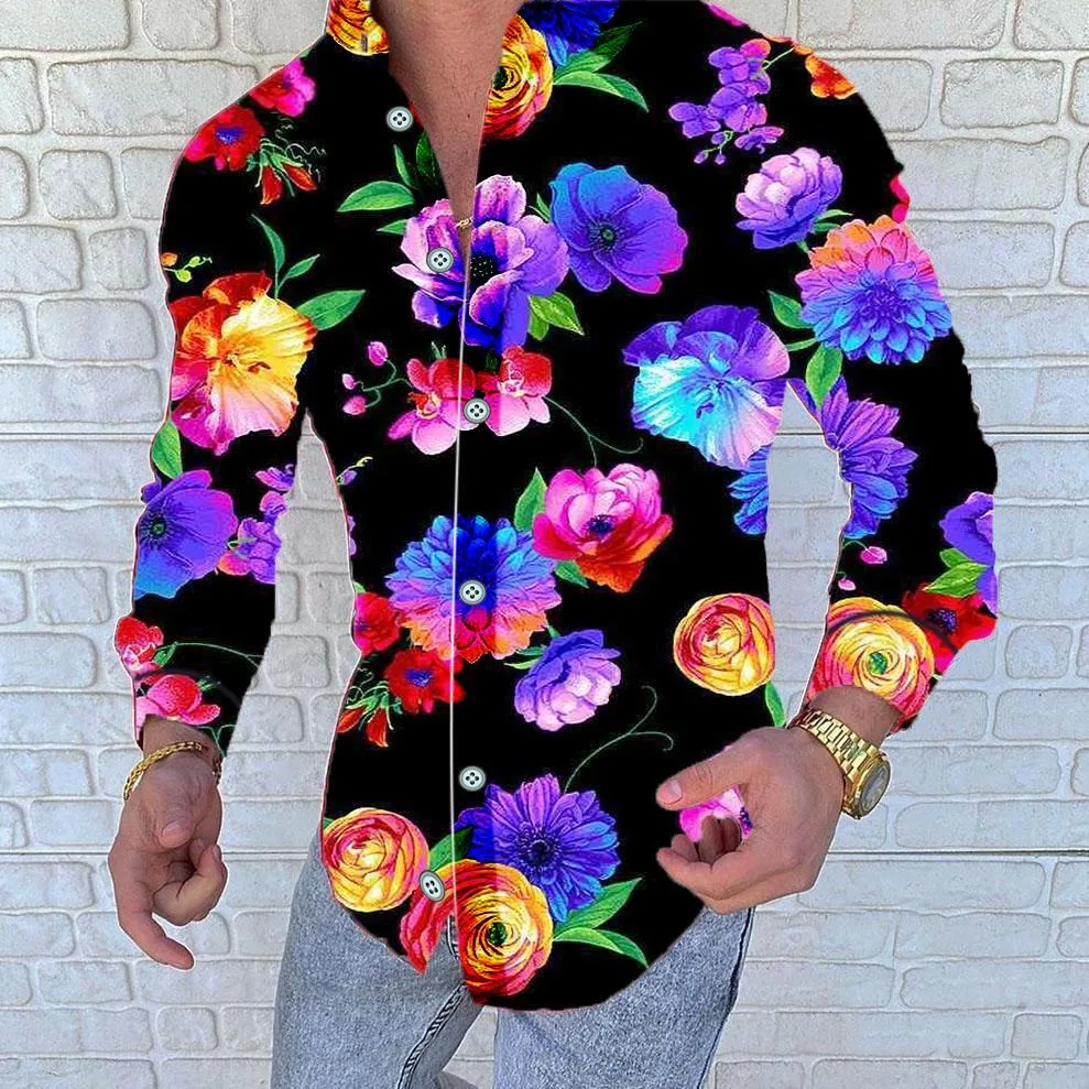 Hawaiian Men's Long-sleeved Shirt Shirt Wholesale 2022 Spring New 3d Colorful Flower Printing Single-breasted Cardigan Lapel
Hawaiian Men's Long-sleeved Shirt Shirt Wholesale 2022 Spring New 3d Colorful Flower Printing Single-breasted Cardigan Lapel