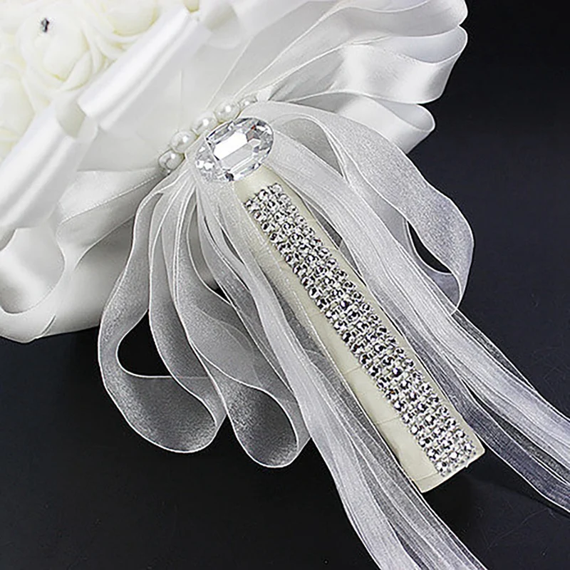 White Rhinestone Ribbon Bridal Wedding Bouquet Handmade Artificial Holding Flowers for Wedding, Bridesmaid Bouquets
White Rhinestone Ribbon Bridal Wedding Bouquet Handmade Artificial Holding Flowers for Wedding, Bridesmaid Bouquets