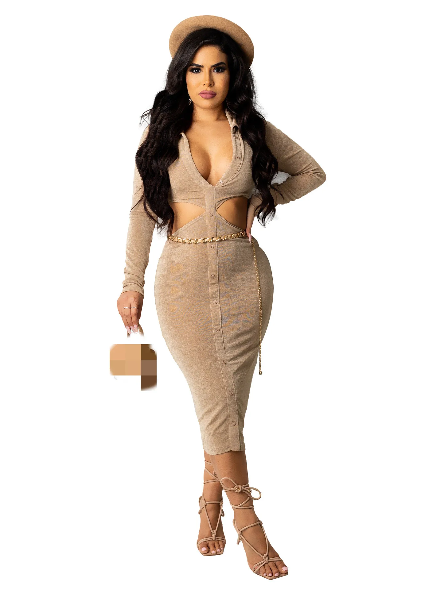 RT Casual Women Midi Dress Long Sleeve Turn Down Collar Buttons Mid Calf Dresses
RT Casual Women Midi Dress Long Sleeve Turn Down Collar Buttons Mid Calf Dresses