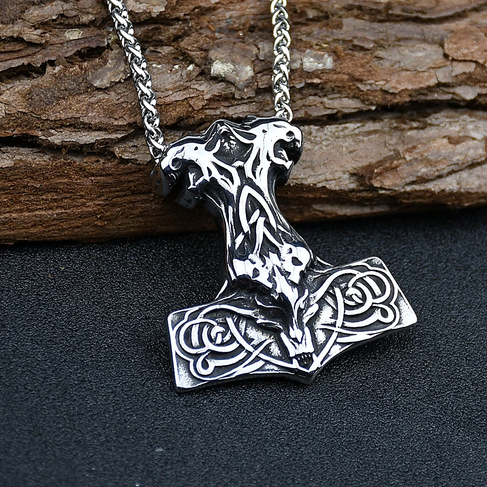Norse Viking wolf skull pendant nordic MJOLNIR Thor Hammer Necklace Men stainless steel GIFT
Norse Viking wolf skull pendant nordic MJOLNIR Thor Hammer Necklace Men stainless steel GIFT