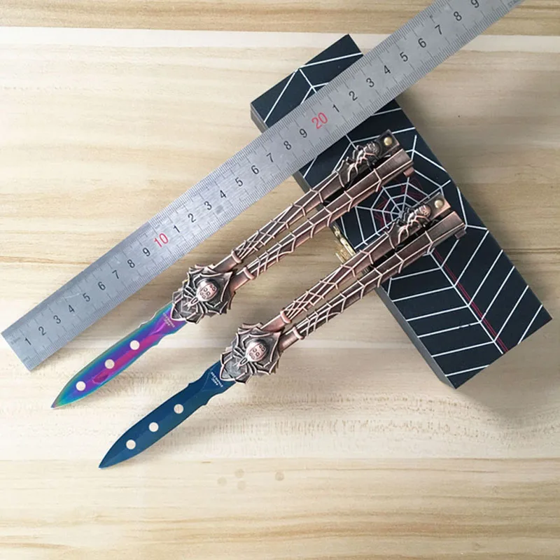 Black widow butterfly knife butterfly training knife stainless steel folding knife blade Not open edge 
Black widow butterfly knife butterfly training knife stainless steel folding knife blade Not open edge