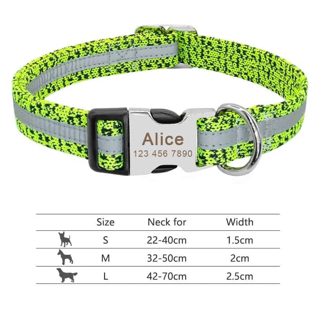 

Excellent Anti Pet Lost Dog Collars With Laser Engraved Contact Name Phone & Address Reflective Pet Collars With Adjustble Neck