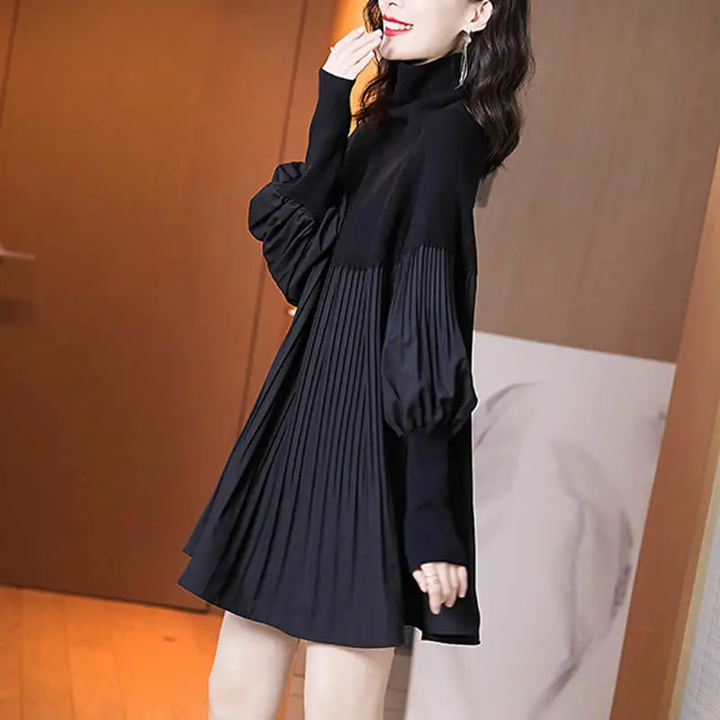 QWEEK New Sweater Dress Knitted Women 2020 Casual Black Puff Long Sleeve Pleated Dress Turtleneck Patchwork Mini Dresses Vestido 
QWEEK New Sweater Dress Knitted Women 2020 Casual Black Puff Long Sleeve Pleated Dress Turtleneck Patchwork Mini Dresses Vestido