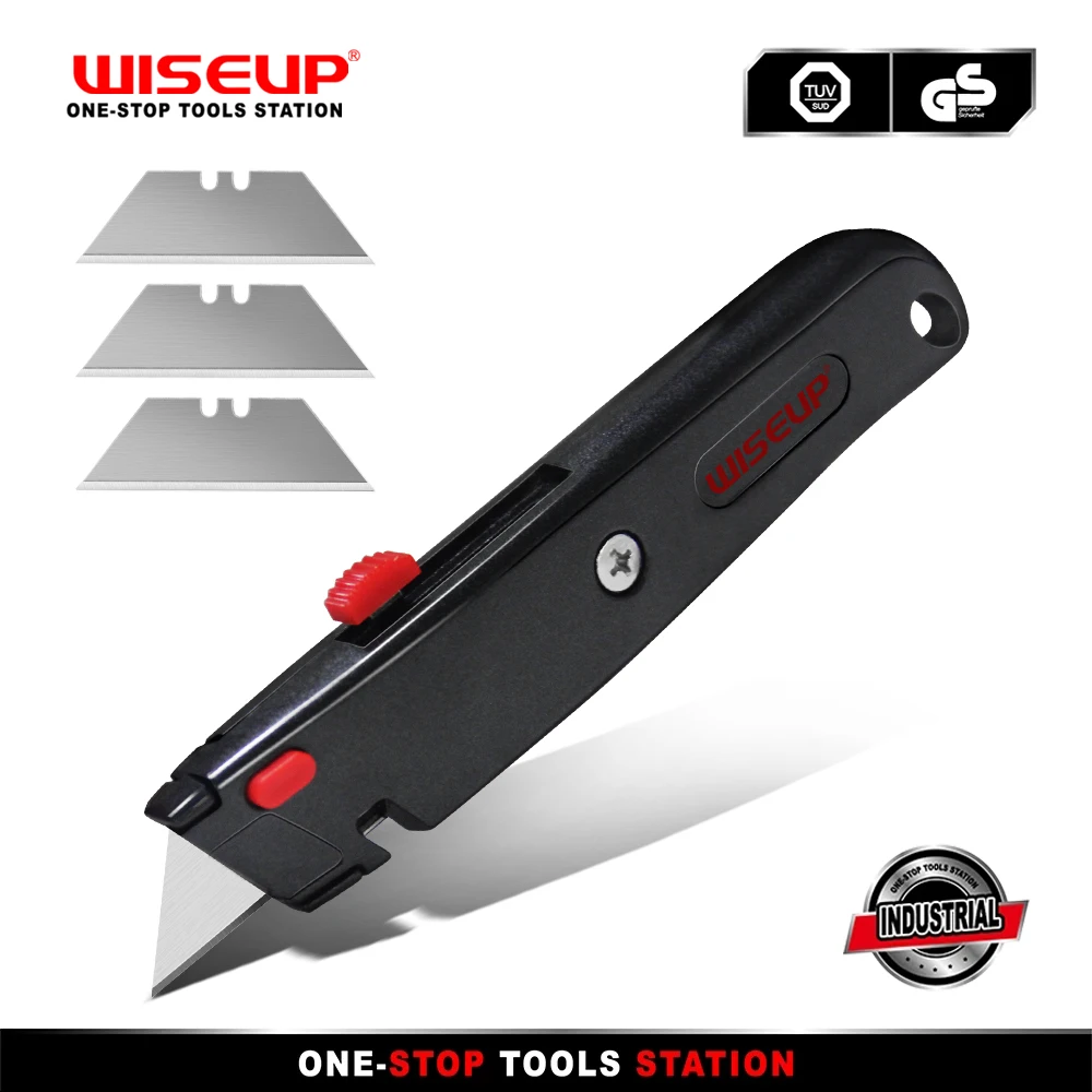 WISEUP Retractable Utility Knife Metal Heavy Duty Box Cutter Multi-Position Utility Knife With 3Pcs Extra Blades Home Hand Tools
WISEUP Retractable Utility Knife Metal Heavy Duty Box Cutter Multi-Position Utility Knife With 3Pcs Extra Blades Home Hand Tools
