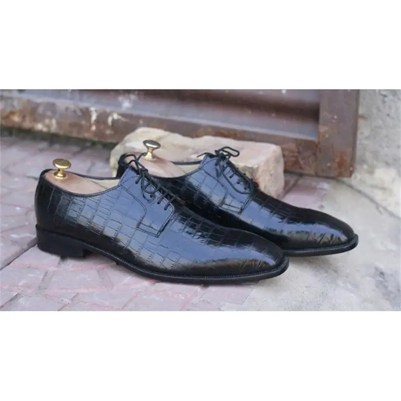 Men's PU Solid Color Classic Crocodile Pattern Lace-up Oxford Shoes Low-heel Pointed Toe Fashion All-match Business Casual KA087 
Men's PU Solid Color Classic Crocodile Pattern Lace-up Oxford Shoes Low-heel Pointed Toe Fashion All-match Business Casual KA087