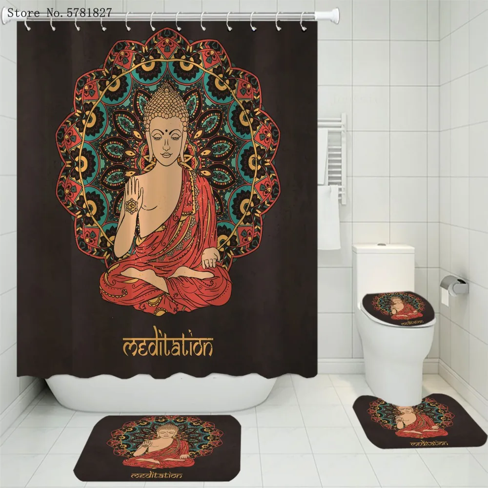 3/4 Pieces Buddha Carpet Cover Toilet Cover Bath Mat Pad Set Mandala Bathroom Curtain Home Bohemian Shower Curtain With Hook
3/4 Pieces Buddha Carpet Cover Toilet Cover Bath Mat Pad Set Mandala Bathroom Curtain Home Bohemian Shower Curtain With Hook