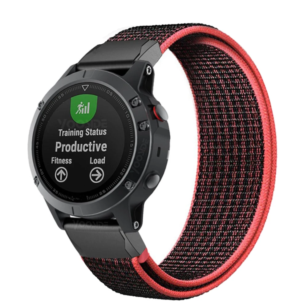 Ремешок нейлоновый для Garmin Fenix 6 6X Pro 5 5X plus 3 3HR Forerunner 935 945 D2 Bravo быстросъемный