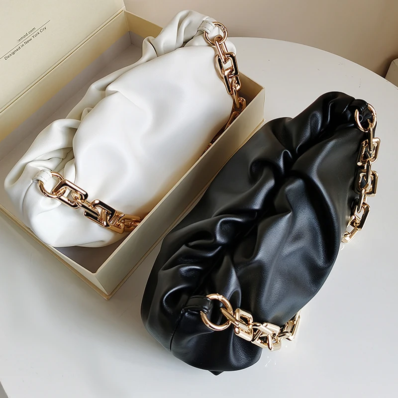Luxurious Chain Women Handbag PU leather Thick Chain Cloud Handbag Fashion Shoulder Underarm Bag Chain Women Bag Shoulder Bag
Luxurious Chain Women Handbag PU leather Thick Chain Cloud Handbag Fashion Shoulder Underarm Bag Chain Women Bag Shoulder Bag