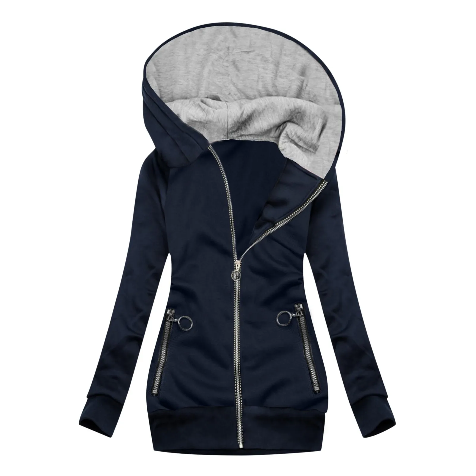 New Women Fashion New Streetwear Color Matching Jacket Zipper Pocket Sweatshirt Long Sleeve Hooded Coat chaqueta mujer
New Women Fashion New Streetwear Color Matching Jacket Zipper Pocket Sweatshirt Long Sleeve Hooded Coat chaqueta mujer