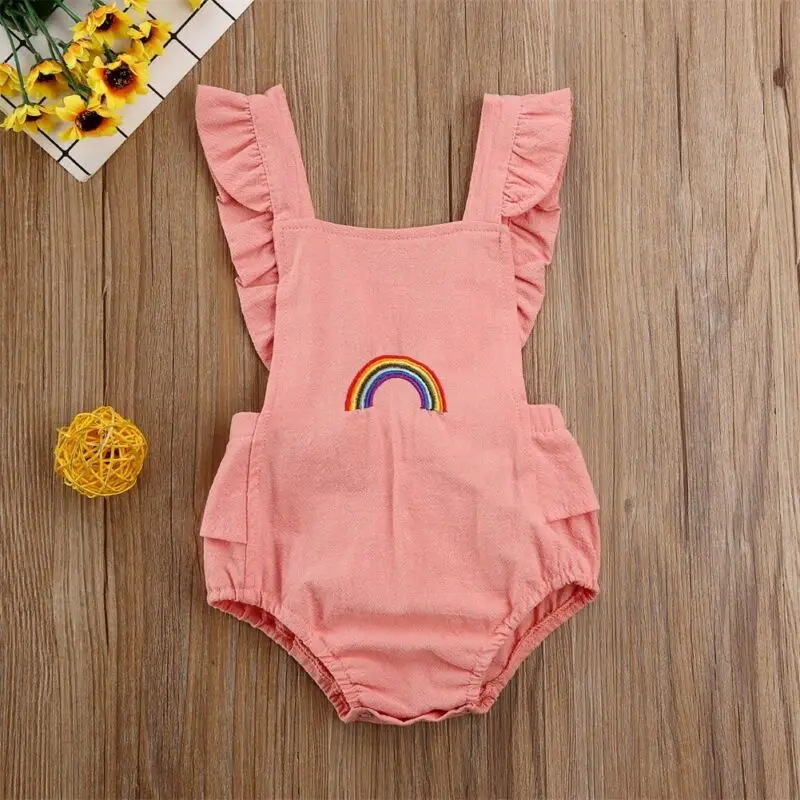 Baby Bodysuit Newborn Kids Baby Girl Bodysuits Rainbow Print Ruffle Short Sleeve Cotton One-Pieces Jumpsuit Outfits Sunsuit
Baby Bodysuit Newborn Kids Baby Girl Bodysuits Rainbow Print Ruffle Short Sleeve Cotton One-Pieces Jumpsuit Outfits Sunsuit