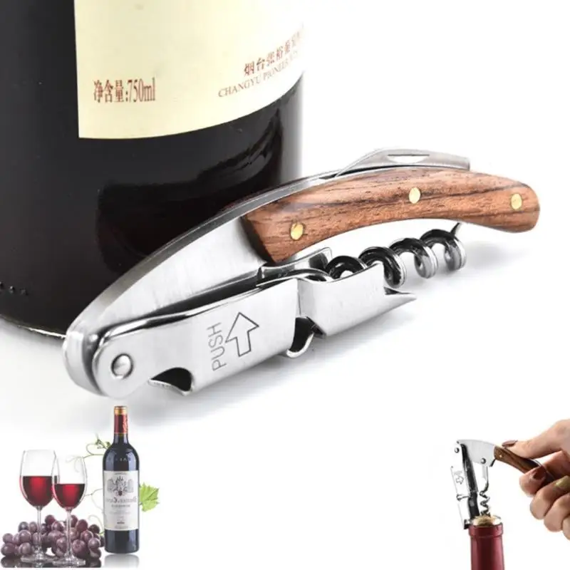 Kitchen Wine Bottle Opener Wood Handle Corkscrew Open Easy Stainless Steel Knife
Kitchen Wine Bottle Opener Wood Handle Corkscrew Open Easy Stainless Steel Knife
