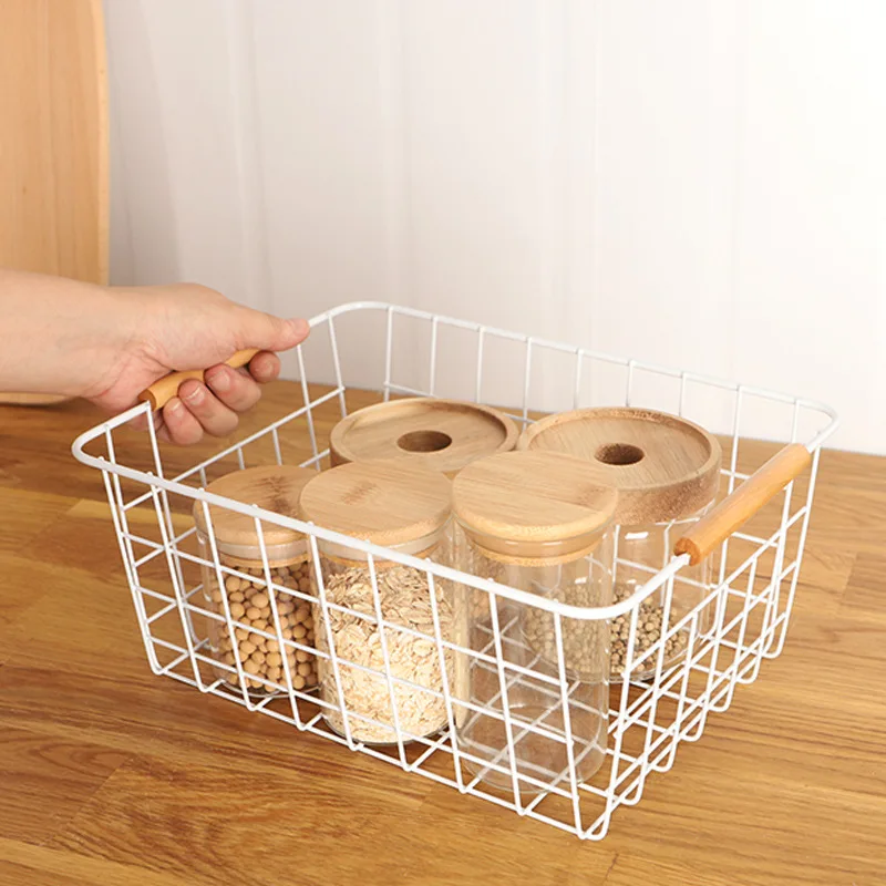 Iron storage basket iron shelf Nordic wooden stick handle storage basket desktop Japanese snack storage basket
Iron storage basket iron shelf Nordic wooden stick handle storage basket desktop Japanese snack storage basket