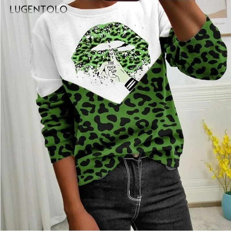 Lugentolo Women's Autumn T-shirt Loose Leopard Lip Print Plus Size New Long Sleeve Female Casual All-match T-shirts
Lugentolo Women's Autumn T-shirt Loose Leopard Lip Print Plus Size New Long Sleeve Female Casual All-match T-shirts